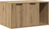 A wooden cabinet with two doors and an open shelf. Produktbild-Vorschau