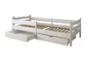 A white wooden children's bed with two drawers, shown from the side against a white background. Produktbild-Vorschau