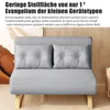 A light gray sofa with two cushions is shown in a room with wooden accents and a painting. Náhľad obrázku produktu