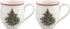Two white ceramic mugs decorated with a Christmas tree motif. Náhled obrázku produktu