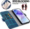A flip case for a Samsung Galaxy A55 5G phone, showing its card slots and RFID blocking feature. Voir les images du produit