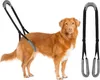 A dog wearing a rear support harness, with the harness also shown separately. Produktbild-Vorschau