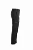 A side view of black cargo pants on a white background. Produktbild-Vorschau