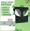 A diagram showing different sizes and configurations of a grow tent, with a visual representation of the tent itself. Anteprima dell’immagine prodotto