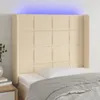 The Living Store LED Kopfteil Creme 93x16x118/128 cm Stoff Produktbild-Vorschau 1