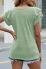 ASKSA Damen T-Shirt Kurzarm V-Ausschnitt Rüsche Sommer Produktbild-Vorschau 5