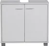 A white bathroom vanity cabinet with two doors and silver handles, shown from the front. Náhľad obrázku produktu