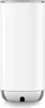 A white milk frother with a silver base. Voir les images du produit