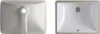 Two views of a white rectangular sink, one showing the top and the other showing the underside. Náhľad obrázku produktu