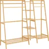 A bamboo garment rack with multiple shelves and hanging rods, shown against a white background. Anteprima dell’immagine prodotto