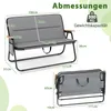 Diagrams showing the dimensions and weight capacity of a camping chair. Produktbild-Vorschau