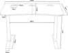 A technical drawing of a desk with dimensions indicated. Voir les images du produit