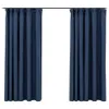 Verdunkelungsvorhänge Haken Leinenoptik 2 Stk. Blau 140x175 Produktbild-Vorschau 2