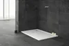 A modern bathroom setting with dark tiled walls and floor, featuring a white shower tray. Produktbild-Vorschau