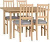 A dining set with a table and four chairs, presented against a white background. Produktbild-Vorschau