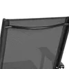 A close-up view of the top section of a black outdoor chair, showing the mesh fabric and a curved metal support bar. Produktbild-Vorschau