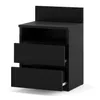 A black nightstand with two drawers and an open shelf, shown from a slightly angled front view on a white background. Podgląd zdjęcia produktu
