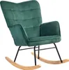 A dark green corduroy rocking chair with wooden rockers and a black metal frame, shown against a white background. Anteprima dell’immagine prodotto