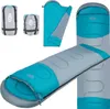 A collage of images showing a sleeping bag in various states: compressed in its bag, partially unzipped, and fully laid out. Náhľad obrázku produktu
