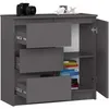 Commode K80 JERRY gris graphite avec 3 tiroirs et 1 porte - Voir les images du produit 2