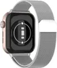 The back of a smartwatch with a silver Milanese loop band. Náhled obrázku produktu