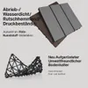 A collage showing different types of outdoor decking tiles and a support system for them, with German text describing their features. Náhled obrázku produktu