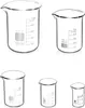 A set of five glass beakers of varying sizes arranged on a white background. Anteprima dell’immagine prodotto