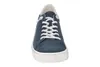 A front view of a blue lace-up sneaker with a white sole and white laces, set against a white background. Produktbild-Vorschau