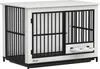 A white and black dog crate with a white top and black bars. Podgląd zdjęcia produktu