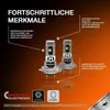 Marketing image for automotive LED headlights, showcasing features and benefits. Produktbild-Vorschau