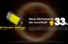 Marketing image for a flashlight, highlighting its battery life and brightness. Podgląd zdjęcia produktu