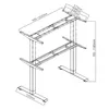 A technical drawing of an adjustable desk frame with dimensions indicated. Produktbild-Vorschau