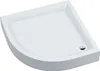 A white corner shower tray with a drain. Produktbild-Vorschau
