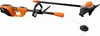 A disassembled electric grass trimmer and its accessories are laid out against a white background. Produktbild-Vorschau
