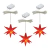 Three red star-shaped LED lights with battery packs and wires, displayed against a white background. Anteprima dell’immagine prodotto