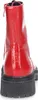 A red patent leather boot with a black platform sole, shown from the back. Produktbild-Vorschau