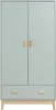 A front view of a light blue wardrobe with wooden handles and a drawer. Anteprima dell’immagine prodotto