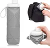 600 ml skladacia fľaša na pitie zo silikónu, šedá, Náhľad obrázku produktu 4