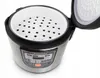 An open electric multi-cooker with a steaming basket inside, shown from a slightly elevated angle against a white background. Produktbild-Vorschau
