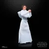 A Star Wars Princess Leia action figure in a white dress holding a blaster, set against a black background. Produktbild-Vorschau