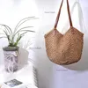 Retro Stroh-Strandtasche mit Reißverschluss – Produktbild-Vorschau 5