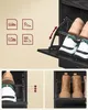Collage of a black shoe cabinet with different shoe types illustrated and shown inside. Náhled obrázku produktu