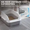 A cat litter box with a mat in front of it, placed on a tiled floor. Produktbild-Vorschau