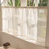 Scheibengardine Boho Vintage Halbtransparent Creme Produktbild-Vorschau 1