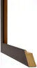 A close-up, angled view of a dark brown picture frame corner, showing the raw wood interior and the mitered joint. Produktbild-Vorschau