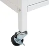 A close-up of the caster wheel and leg of a white cabinet. Anteprima dell’immagine prodotto