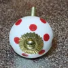Möbelknauf aus Keramik Shabby Chic - Punkte - weiß-rot Produktbild-Vorschau 7