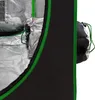 A close-up view of the interior and exterior of a grow tent, showing the reflective lining and the black exterior with green trim. Produktbild-Vorschau