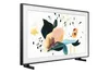 A Samsung The Frame TV displaying abstract art, placed on a white background with its stand. Produktbild-Vorschau