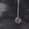 A clear glass ornament filled with fairy lights hangs from a white ribbon against a dark, textured background. Produktbild-Vorschau